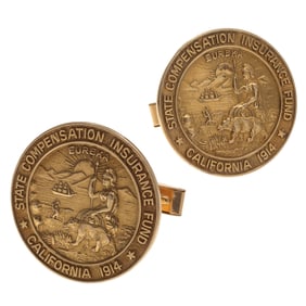 Pair of 14k Yellow Gold California Presentation Cufflinks