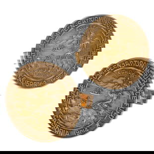Pair of 14k Yellow Gold California Presentation Cufflinks: Pair of 14k Yellow Gold California Presentation CufflinksThe circular cufflinks, each centering the California state seal with "State Insurance Compensation Fund, California, 1914," set in 1