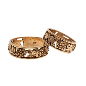 Pair of 14k Yellow Gold Rings