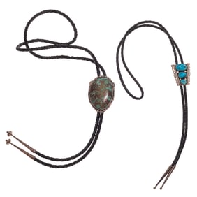 Two Turquoise, Sterling Silver Bolo Ties
