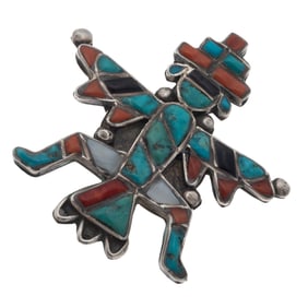 Zuni Multi-Stone, Sterling Silver Pin