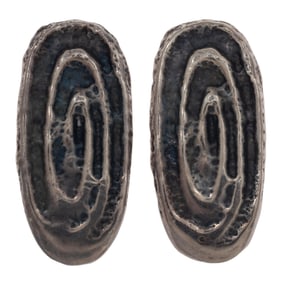 Pair of Charles Loloma Sterling Silver Ear Clips