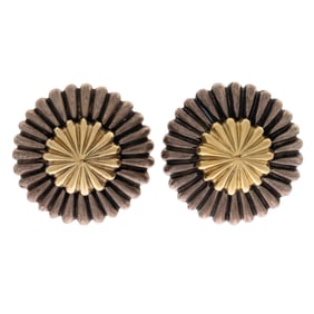 Pair of Lagos Caviar 18k, Sterling Silver Ear Clips