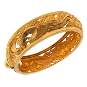 Chinese 22k Yellow Gold Dragon Bracelet