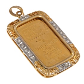 Diamond, Credit Suisse Ingot, 14k Pendant