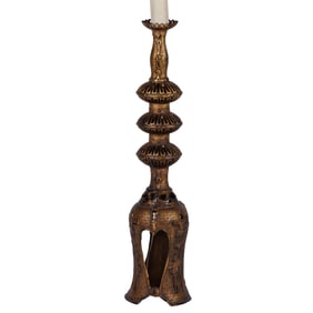 Archaic Chinese Style Candlestick, Now a Lamp, After James Mont (1904-1978)