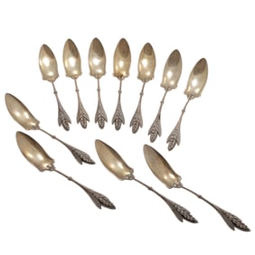 Eleven Victorian Era Silver Fruit Spoons