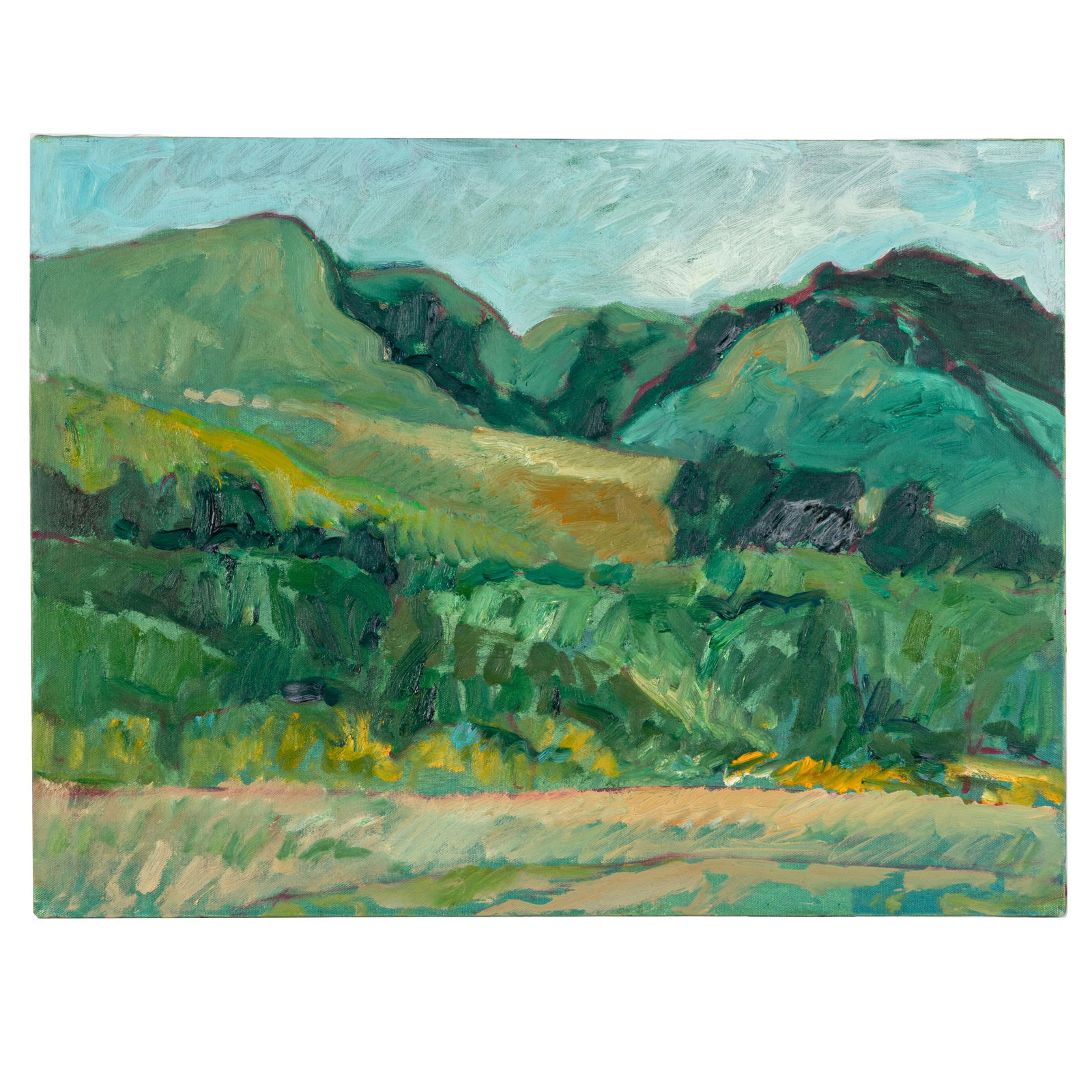 Lundy Siegriest (American 1925-1985): Lundy Siegriest (American 1925-1985)'Green Valley'Oil on canvasUnsignedCanvas: 18in x 24in (45 cm. x 61 cm)