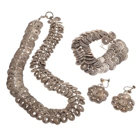 Vintage Sterling Silver Jewelry Suite, Harvey