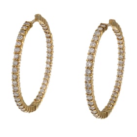 Pair of Diamond, 18k Yellow Gold "Inside Outside" Earrings, Roberto Coin