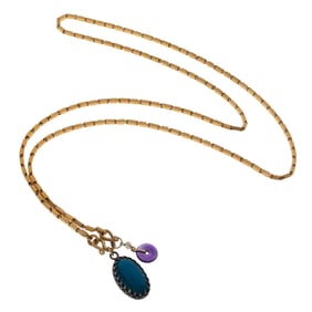 22k, 14k, Silver Hardstone, Freshwater Pearl Charm Necklace