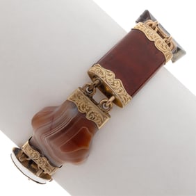 Victorian Scottish Agate, Yellow Gold Bracelet