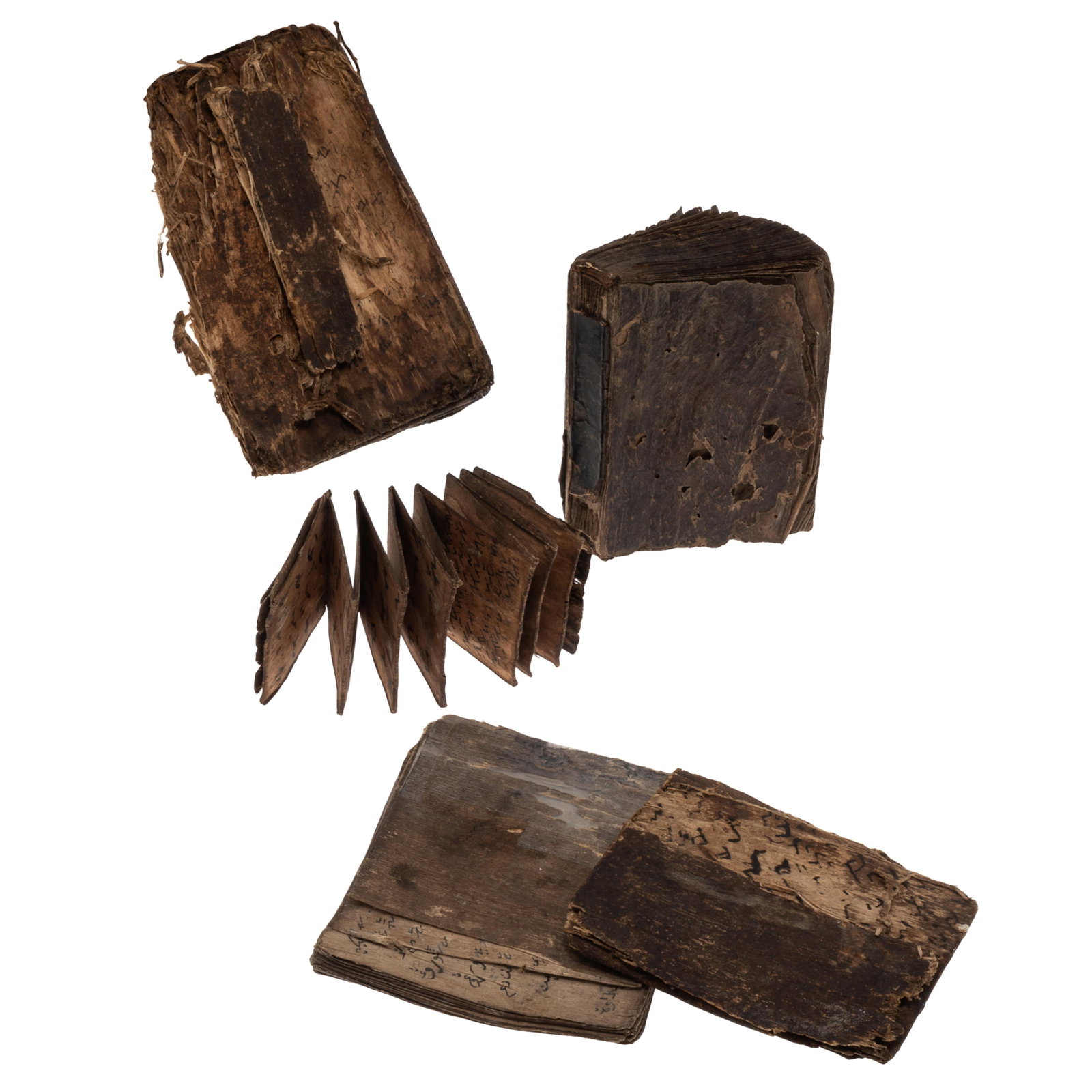 A Collection of Pustaha Manuscripts From Sumatra: A Collection of Pustaha Manuscripts From Sumatra A Collection of five, each with a hard cover and soft park pages. Sizes: Smallest 2 1/2in. x 3in (6cm, x 7 cm) to the largest 4in. x 6in (10cm x 15cm) 