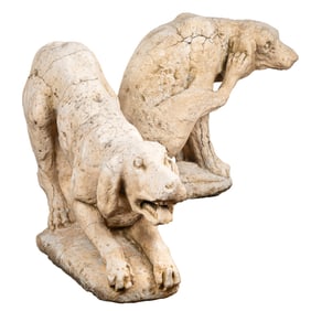 Pair of Louis XIII Style Sculptures of Hounds