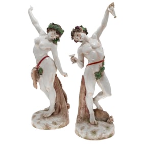 Capodimonte Ceramic Figures of Bacchus and Ariadne