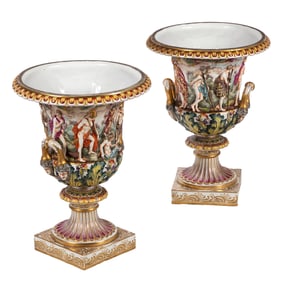 Pair of Capodimonte Urns