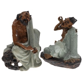 Pair of Chinese Shiwan Pottery Figures