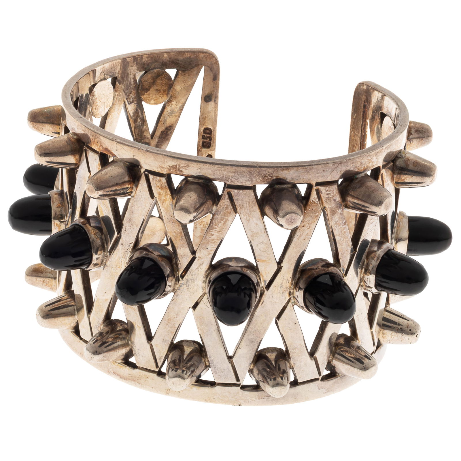 Mexican Onyx, Sterling Silver 'Spike' Cuff Bracelet