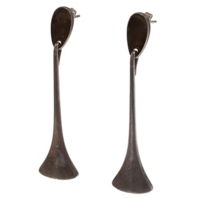Pair of Danish Modernist Sterling Silver Earrings, Hans Hansen
