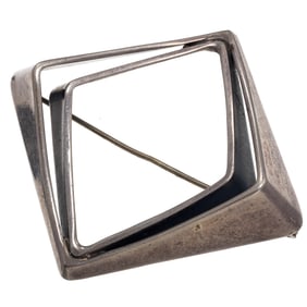 Modernist Danish Enamel, Sterling Silver 'Amphi' Pin, Odvar Pettersen