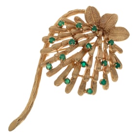 Green Agate, 14k Yellow Gold Pin