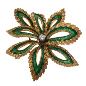 Diamond, Enamel, 18k Pin