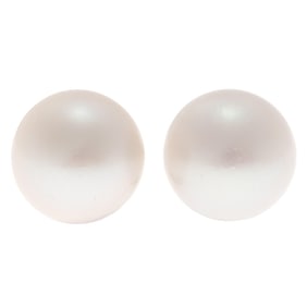 Pair of South Sea Cultured Pearl, 18k Yellow Gold Earrings