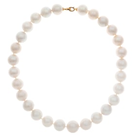 South Sea Cultured Pearl, Diamond, 18k Necklace