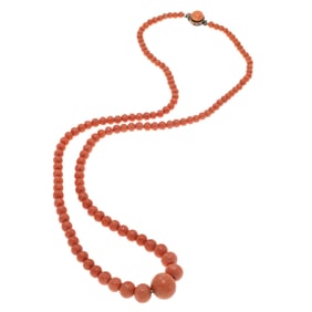 Victorian Coral, Silver Necklace