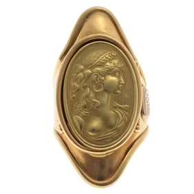 Italian 18k Yellow Gold Cameo Ring