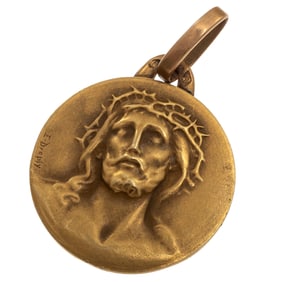 Art Nouveau 18k Religious Pendant, Emile Dropsy
