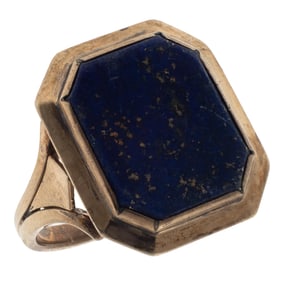 Gent's Lapis Lazuli, 9k Yellow Gold Ring