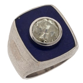 Diamond, Enamel, Platinum Ring