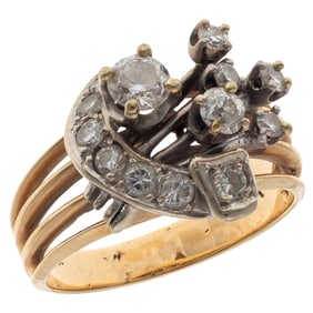 Diamond, 14k Yellow and White Gold Ring