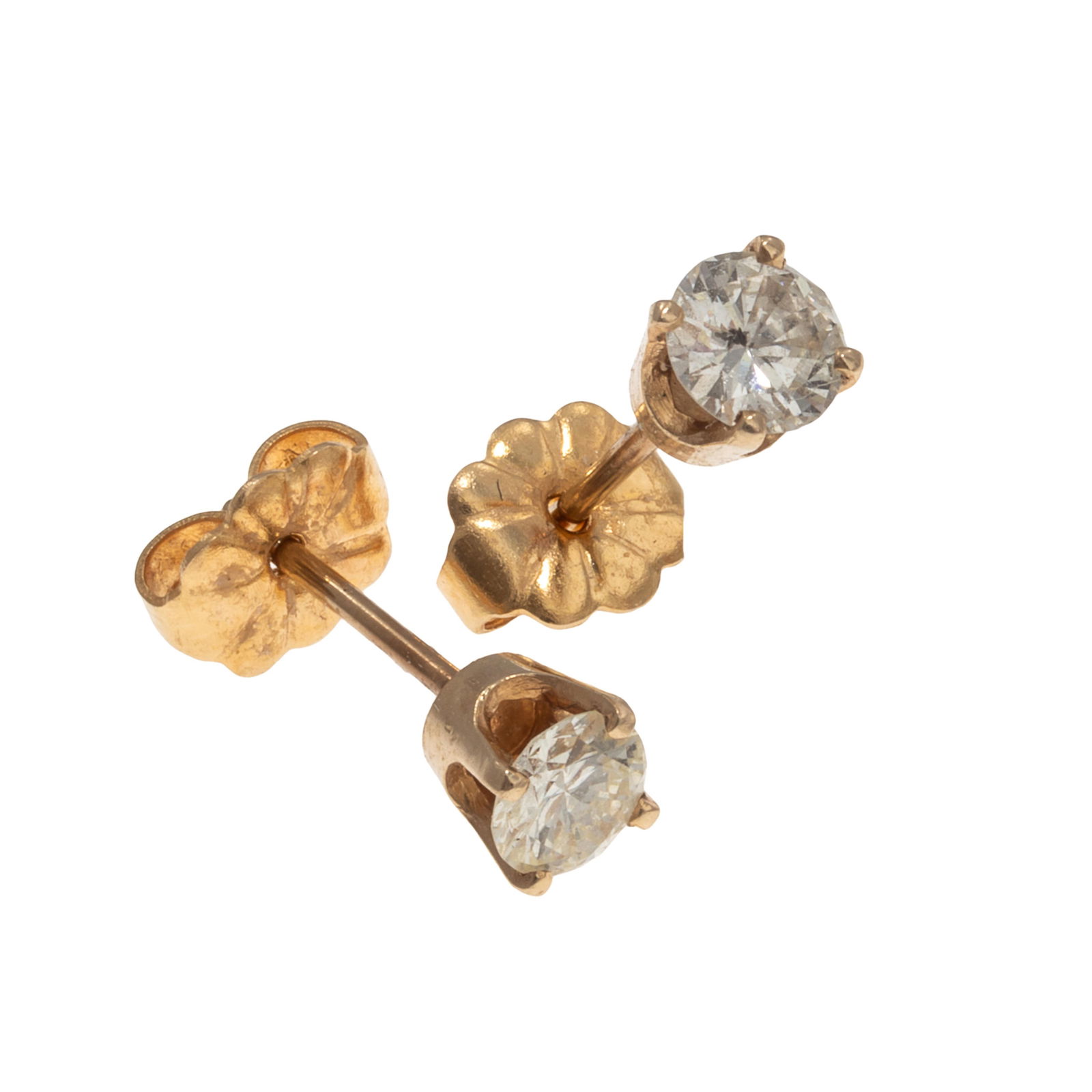 Pair of Diamond, 14k Yellow Gold Earrings (1 of 5)