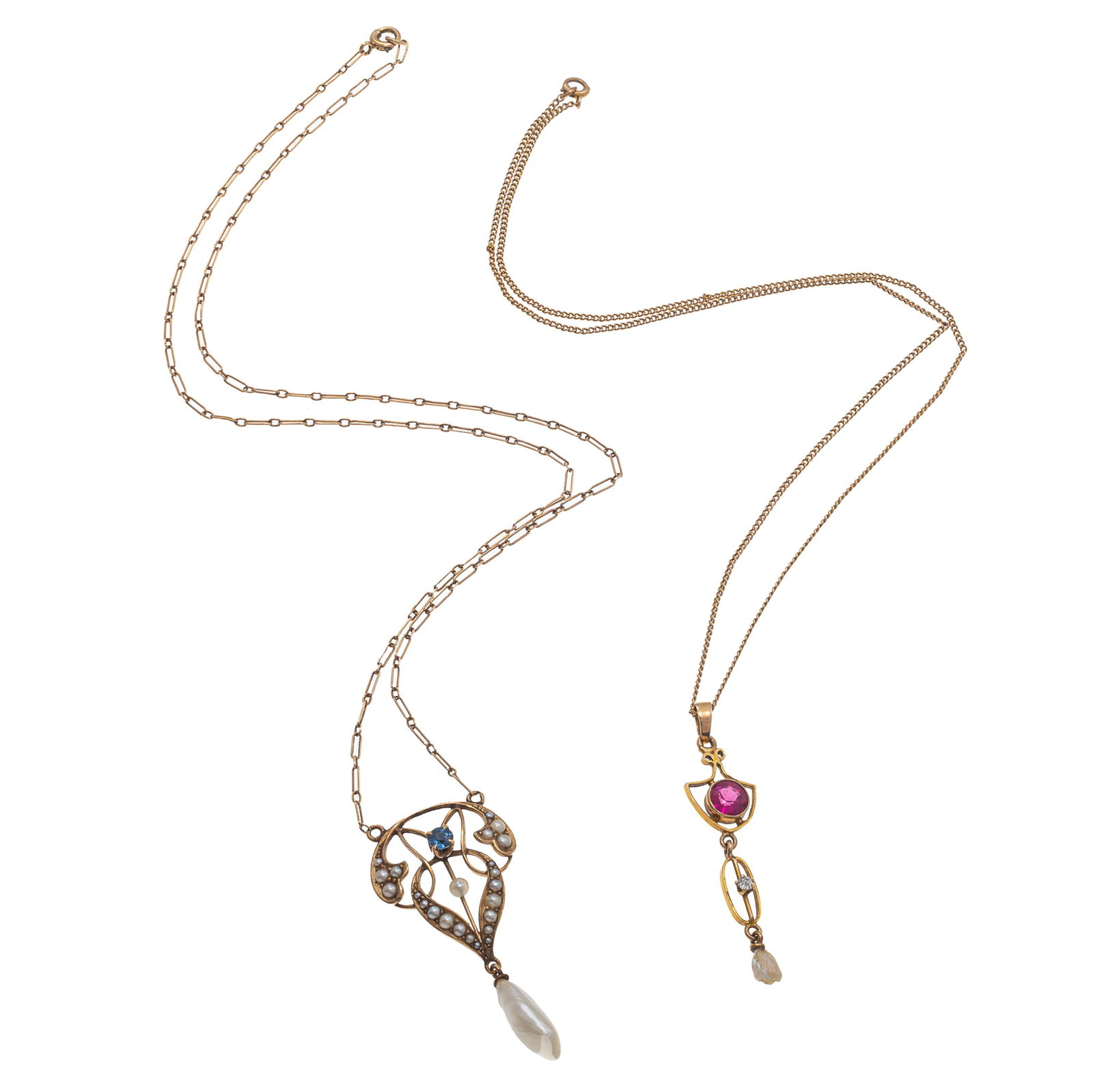 Collection of Two Edwardian 14k Yellow Gold Lavalieres (1 of 3)