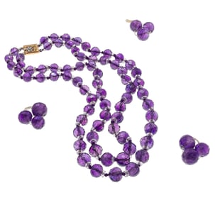 Amethyst, Rock Crystal Quartz, 14k Necklace