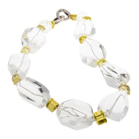 Rock Crystal Quartz, Citrine, Sterling Silver Necklace
