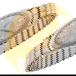Gent's Tiffany & Co., 14k Yellow Gold, Gold-Plated Wristwatch: Gent's Tiffany & Co., 14k Yellow Gold, Gold-Plated WristwatchDIAL: Round, silvered, applied stick hour markers, center seconds sweep, luminous alpha hands, Tiffany & Co., Automatic, 28 Jewels, Switzer