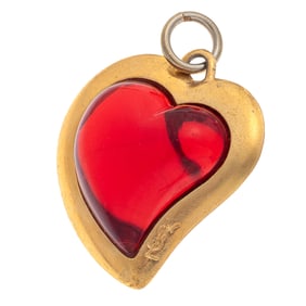 Vintage Yves Saint Laurent Resin, Gold-Tone Heart Pendant