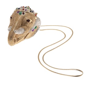 Judith Lieber Multi-Stone, Crystal, Gold-Tone Elephant Box Handbag