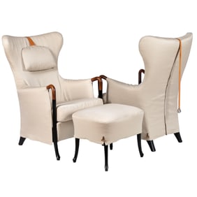 Pair of Italian Club Chairs, Designer, Umberto Asnago for Giorgetti