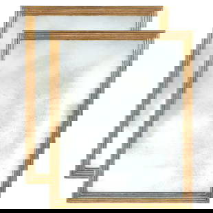Pair Dessin Fournir Mirrors: Pair Dessin Fournir MirrorsEach of Neoclassical inspiration with a rectangular aged plate within a parcel gilt reeded frame.48 1/2in x 60in (123cm. x 153cm)
