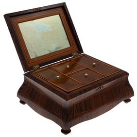 Regency Inlaid Satinwood and Mahogany Dressing Box
