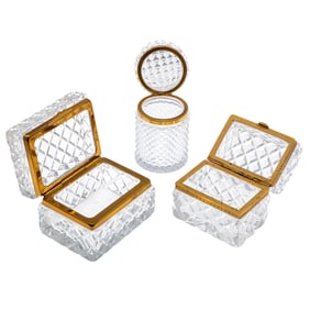 A Collection of Italian/French Ormolu and Cut Glass Dressing Table Articles