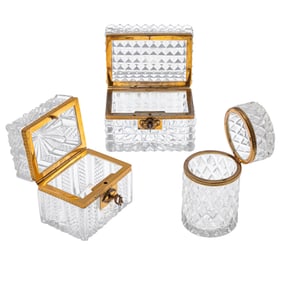 A Collection of French Ormolu and Cut Glass Dressing Table Articles