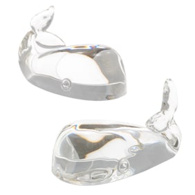Steuben Glass Whales