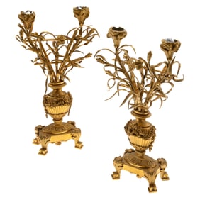 Pair of Empire Gilt Bronze Candelabra