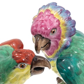 Pair of Bourdois & Bloch Porcelaine de Paris Figures of Parrots