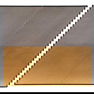 Contemporary Asian Floor Screen: Contemporary Asian Floor ScreenThe two panels mounted with silver and gilt papers.68in. (173cm) h.each panel 37in (94cm) w